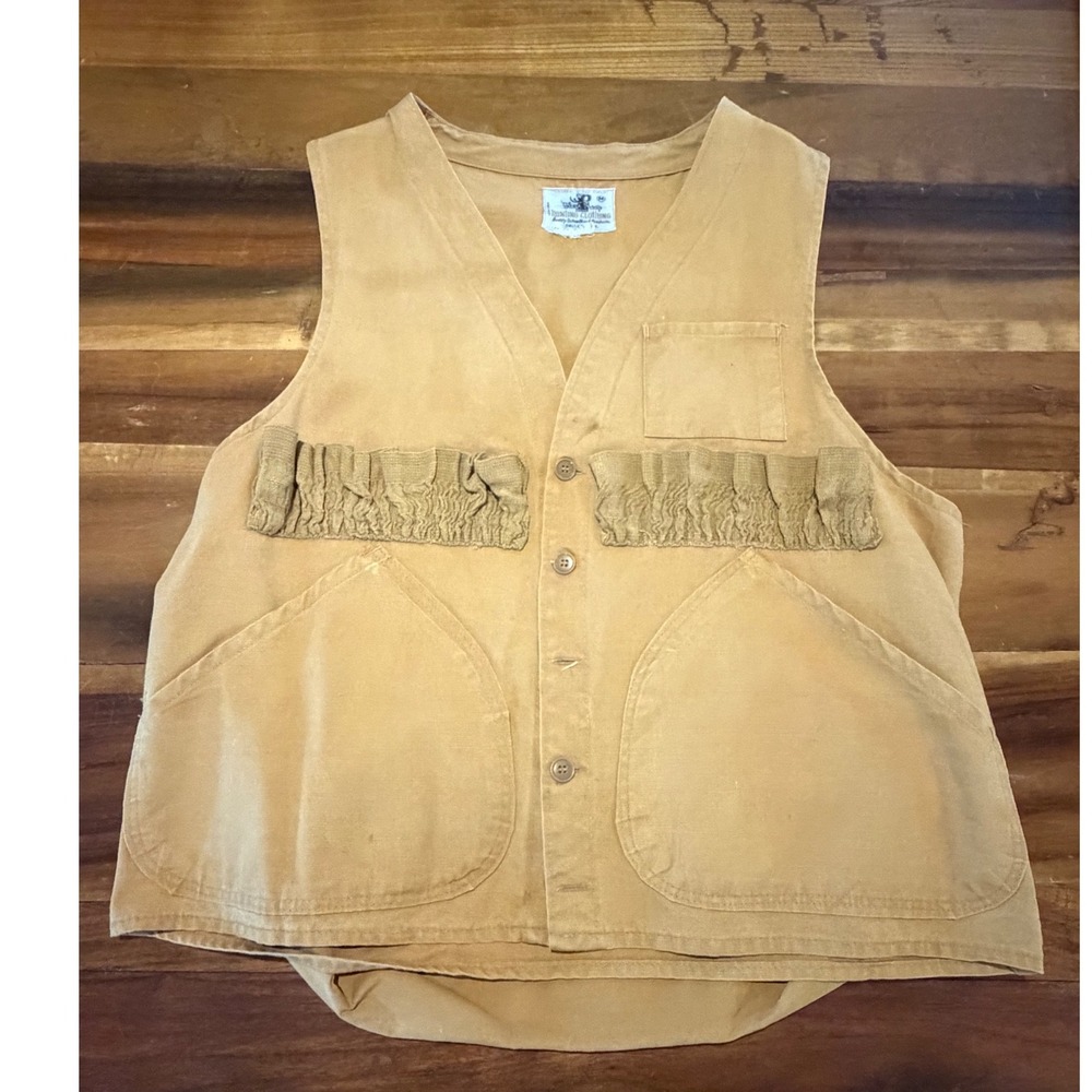 Vintage Black Sheep Brand Hunting Vest Mens Medium Tan Canvas Game Pouch